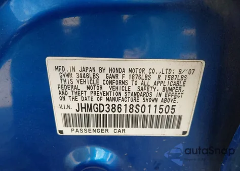 2008 Honda Fit Sport из США, поврежденный, VIN JHMGD38618S011505